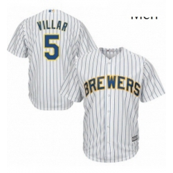 Mens Majestic Milwaukee Brewers 5 Jonathan Villar Replica White Alternate Cool Base MLB Jersey