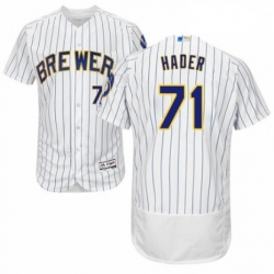 Mens Majestic Milwaukee Brewers 71 Josh Hader White Home Flex Base Authentic Collection MLB Jersey