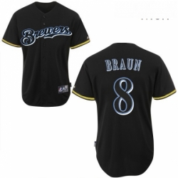 Mens Majestic Milwaukee Brewers 8 Ryan Braun Authentic Black Fashion MLB Jersey