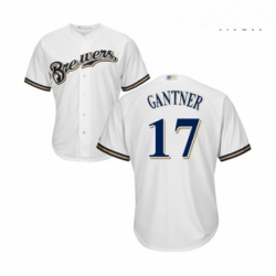 Mens Milwaukee Brewers 17 Jim Gantner Replica White Alternate Cool Base Baseball Jersey 