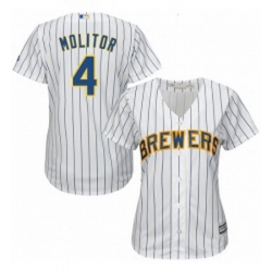 Womens Majestic Milwaukee Brewers 4 Paul Molitor Authentic White Alternate Cool Base MLB Jersey