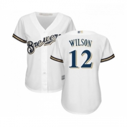 Womens Milwaukee Brewers 12 Alex Wilson Replica White Alternate Cool Base Baseball Jersey 