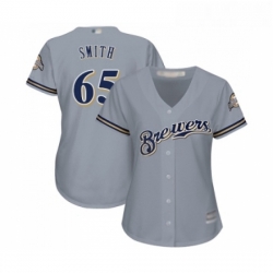 Womens Milwaukee Brewers 65 Burch Smith Replica Grey Road Cool Base Baseball Jersey 