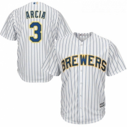 Youth Majestic Milwaukee Brewers 3 Orlando Arcia Replica White Alternate Cool Base MLB Jersey