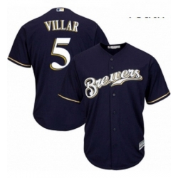 Youth Majestic Milwaukee Brewers 5 Jonathan Villar Replica Navy Blue Alternate Cool Base MLB Jersey