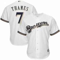 Youth Majestic Milwaukee Brewers 7 Eric Thames Authentic White Home Cool Base MLB Jersey