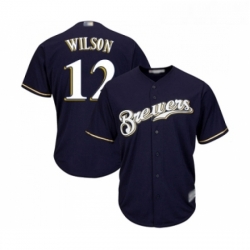 Youth Milwaukee Brewers 12 Alex Wilson Replica Navy Blue Alternate Cool Base Baseball Jersey 