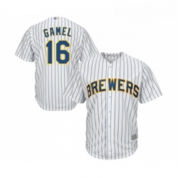 Youth Milwaukee Brewers 16 Ben Gamel Replica White Home Cool Base Baseball Jersey 