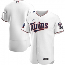 Men Minnesota Twins Men Nike White Home 2020 60th Season Flex Base Team MLB Jersey