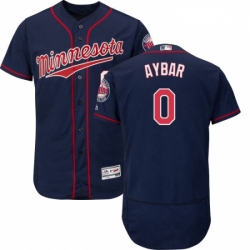 Mens Majestic Minnesota Twins 0 Erick Aybar Navy Blue Alternate Flex Base Authentic Collection MLB Jersey