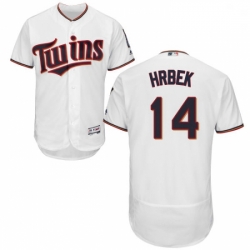 Mens Majestic Minnesota Twins 14 Kent Hrbek White Home Flex Base Authentic Collection MLB Jersey