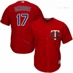 Mens Majestic Minnesota Twins 17 Jose Berrios Replica Scarlet Alternate Cool Base MLB Jersey