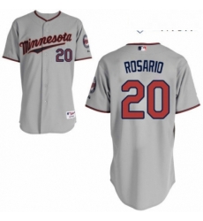 Mens Majestic Minnesota Twins 20 Eddie Rosario Authentic Grey Road Cool Base MLB Jersey 