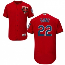 Mens Majestic Minnesota Twins 22 Miguel Sano Authentic Scarlet Alternate Flex Base Authentic Collection MLB Jersey