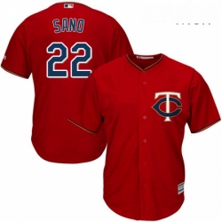 Mens Majestic Minnesota Twins 22 Miguel Sano Replica Scarlet Alternate Cool Base MLB Jersey