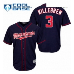 Mens Majestic Minnesota Twins 3 Harmon Killebrew Replica Navy Blue Alternate Road Cool Base MLB Jersey