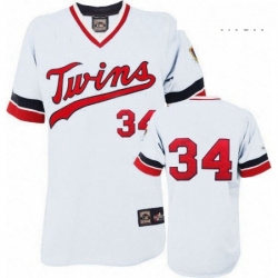 Mens Majestic Minnesota Twins 34 Kirby Puckett Replica White Cooperstown Throwback MLB Jersey