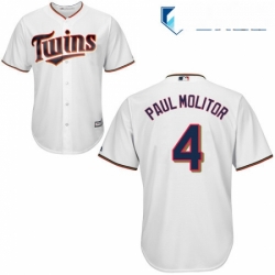 Mens Majestic Minnesota Twins 4 Paul Molitor Replica White Home Cool Base MLB Jersey