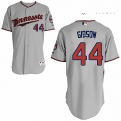 Mens Majestic Minnesota Twins 44 Kyle Gibson Replica Grey Road Cool Base MLB Jersey 