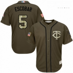 Mens Majestic Minnesota Twins 5 Eduardo Escobar Authentic Green Salute to Service MLB Jersey 