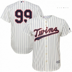 Mens Majestic Minnesota Twins 99 Logan Morrison Replica Cream Alternate Cool Base MLB Jersey 