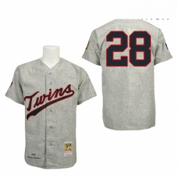 Mens Mitchell and Ness 1969 Minnesota Twins 28 Bert Blyleven Replica Grey Throwback MLB Jersey