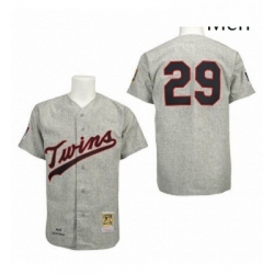 Mens Mitchell and Ness 1969 Minnesota Twins 29 Rod Carew Replica Grey Throwback MLB Jersey