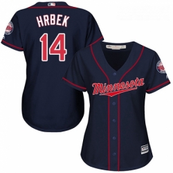 Womens Majestic Minnesota Twins 14 Kent Hrbek Authentic Navy Blue Alternate Road Cool Base MLB Jersey