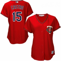 Womens Majestic Minnesota Twins 15 Jason Castro Authentic Scarlet Alternate Cool Base MLB Jersey