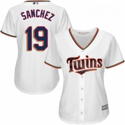 Womens Majestic Minnesota Twins 19 Anibal Sanchez Authentic White Home Cool Base MLB Jersey 