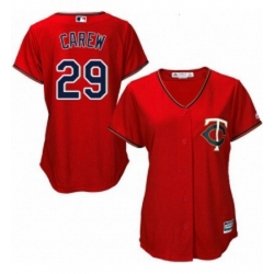 Womens Majestic Minnesota Twins 29 Rod Carew Replica Scarlet Alternate Cool Base MLB Jersey