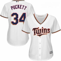 Womens Majestic Minnesota Twins 34 Kirby Puckett Replica White Home Cool Base MLB Jersey