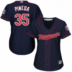 Womens Majestic Minnesota Twins 35 Michael Pineda Replica Navy Blue Alternate Road Cool Base MLB Jersey 