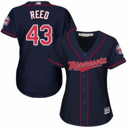 Womens Majestic Minnesota Twins 43 Addison Reed Authentic Navy Blue Alternate Road Cool Base MLB Jersey 