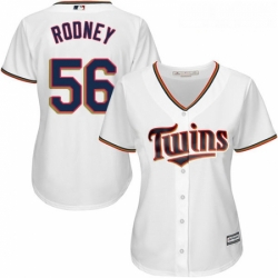 Womens Majestic Minnesota Twins 56 Fernando Rodney Replica White Home Cool Base MLB Jersey 