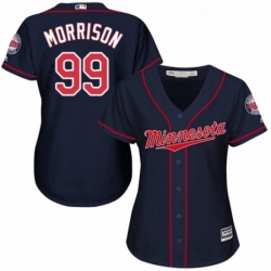 Womens Majestic Minnesota Twins 99 Logan Morrison Authentic Navy Blue Alternate Road Cool Base MLB Jersey 