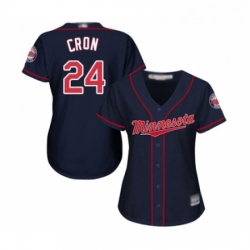 Womens Minnesota Twins 24 C J Cron Replica Navy Blue Alternate Road Cool Base Baseball Jersey 