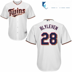 Youth Majestic Minnesota Twins 28 Bert Blyleven Replica White Home Cool Base MLB Jersey