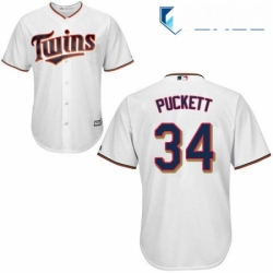 Youth Majestic Minnesota Twins 34 Kirby Puckett Authentic White Home Cool Base MLB Jersey