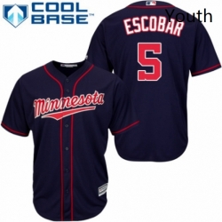 Youth Majestic Minnesota Twins 5 Eduardo Escobar Authentic Navy Blue Alternate Road Cool Base MLB Jersey 