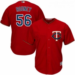 Youth Majestic Minnesota Twins 56 Fernando Rodney Replica Scarlet Alternate Cool Base MLB Jersey 