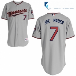 Youth Majestic Minnesota Twins 7 Joe Mauer Replica Grey Road Cool Base MLB Jersey