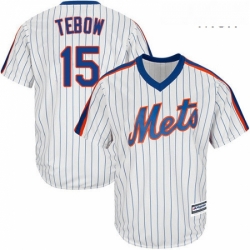 Mens Majestic New York Mets 15 Tim Tebow Replica White Alternate Cool Base MLB Jersey