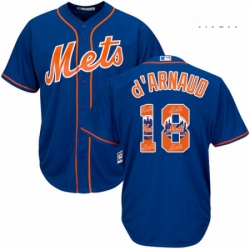 Mens Majestic New York Mets 18 Travis dArnaud Authentic Royal Blue Team Logo Fashion Cool Base MLB Jersey