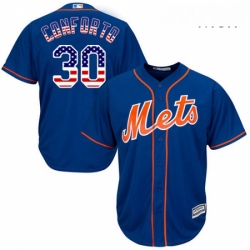 Mens Majestic New York Mets 30 Michael Conforto Replica Royal Blue USA Flag Fashion MLB Jersey