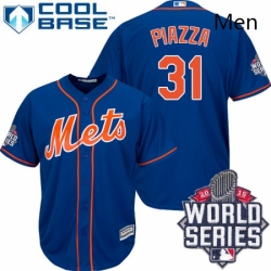 Mens Majestic New York Mets 31 Mike Piazza Authentic Royal Blue Alternate Home Cool Base 2015 World Series MLB Jersey