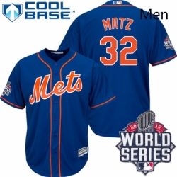 Mens Majestic New York Mets 32 Steven Matz Replica Royal Blue Alternate Home Cool Base 2015 World Series MLB Jersey