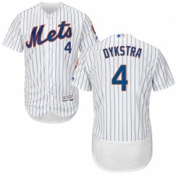 Mens Majestic New York Mets 4 Lenny Dykstra White Home Flex Base Authentic Collection MLB Jersey