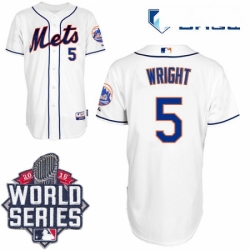 Mens Majestic New York Mets 5 David Wright Authentic White Alternate Cool Base 2015 World Series MLB Jersey