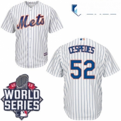 Mens Majestic New York Mets 52 Yoenis Cespedes Authentic White Home Cool Base 2015 World Series MLB Jersey